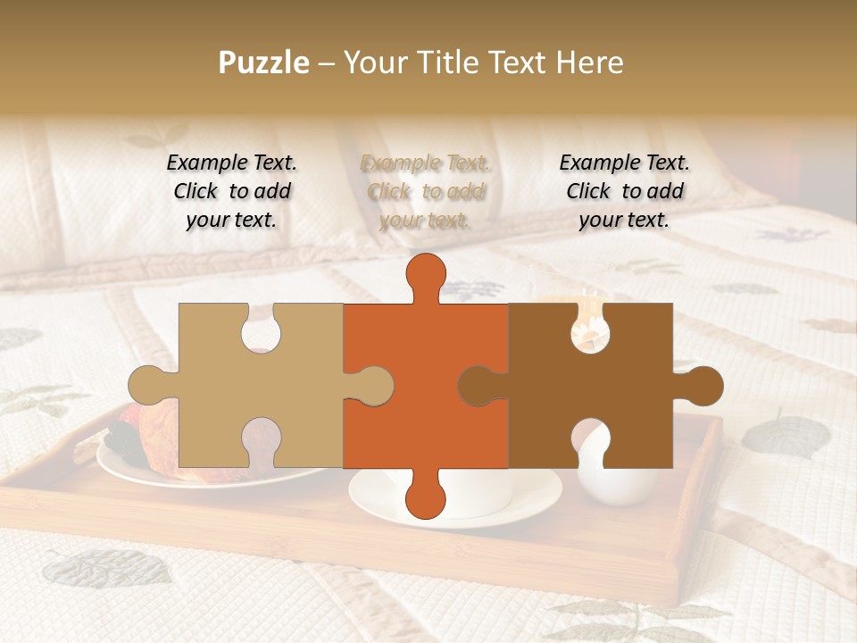 Tray With Breakfast On A Bed In A Hotel Room PowerPoint Template