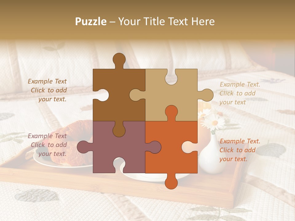 Tray With Breakfast On A Bed In A Hotel Room PowerPoint Template