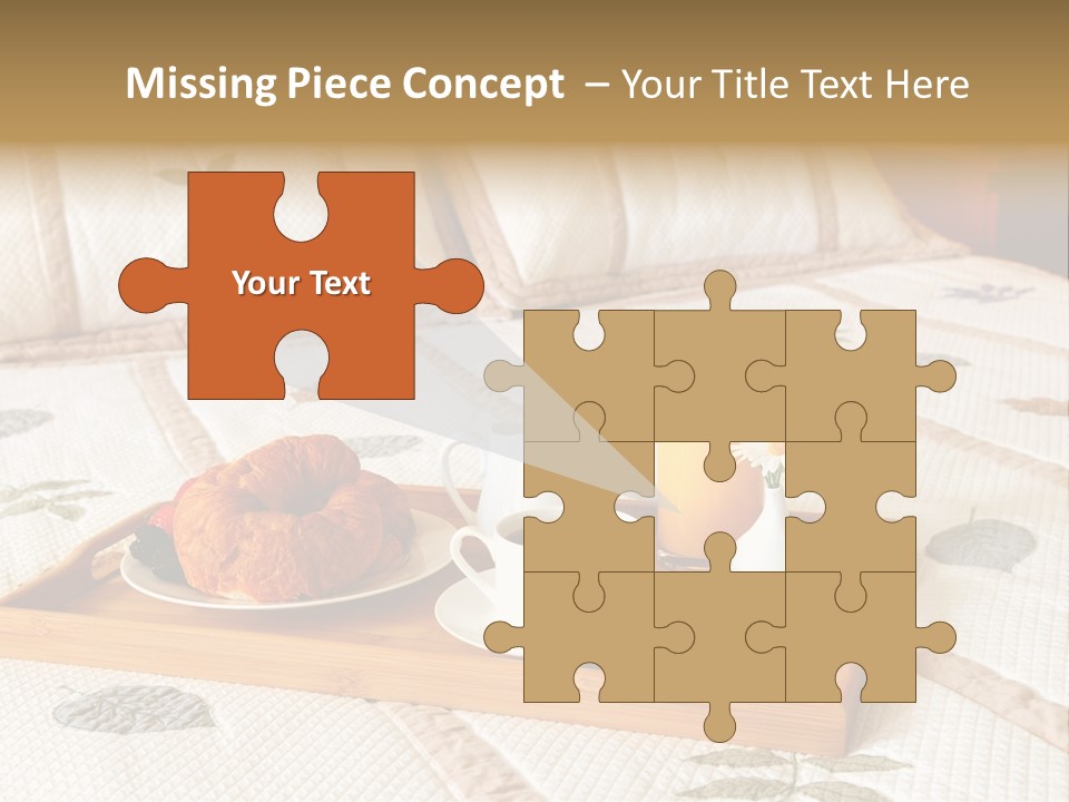 Tray With Breakfast On A Bed In A Hotel Room PowerPoint Template