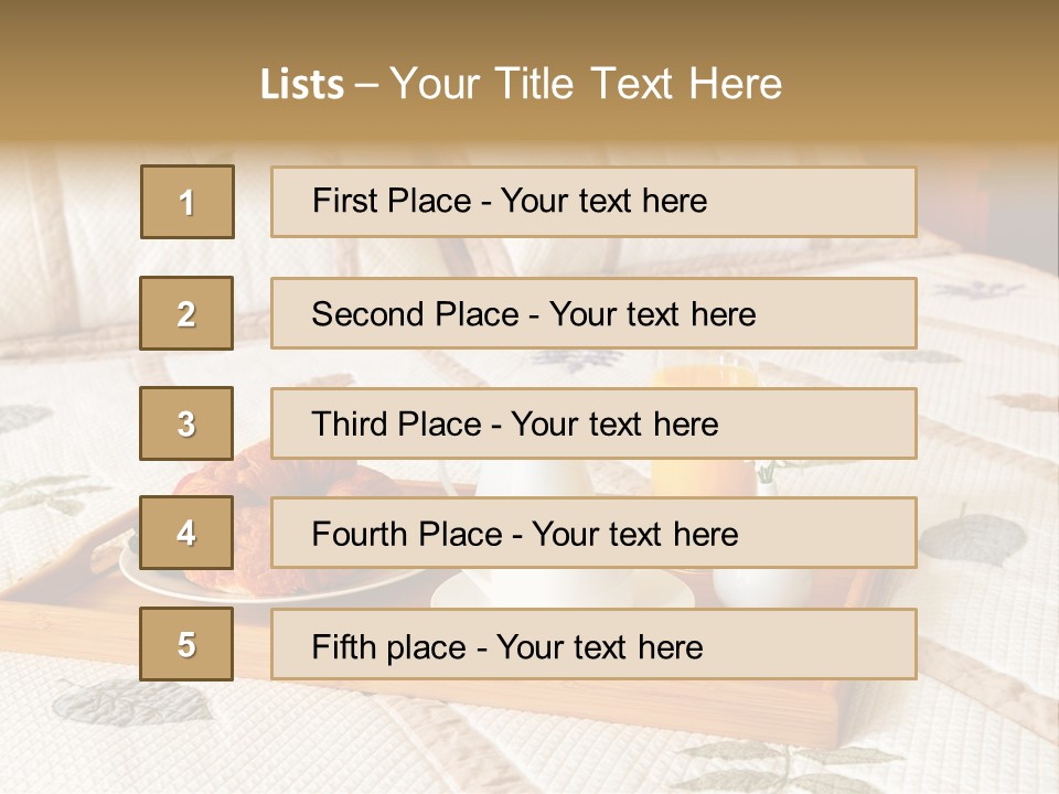 Tray With Breakfast On A Bed In A Hotel Room PowerPoint Template