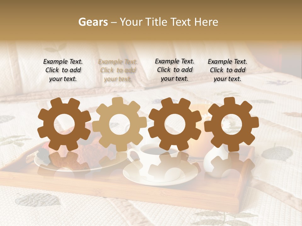 Tray With Breakfast On A Bed In A Hotel Room PowerPoint Template