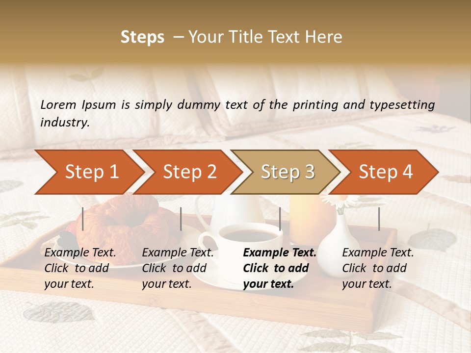 Tray With Breakfast On A Bed In A Hotel Room PowerPoint Template