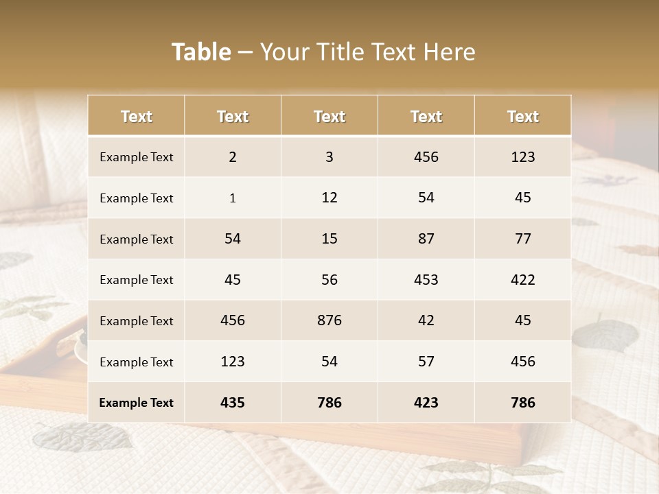 Tray With Breakfast On A Bed In A Hotel Room PowerPoint Template
