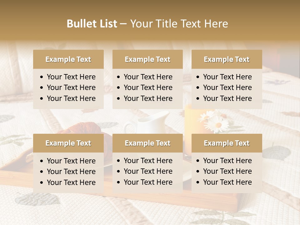 Tray With Breakfast On A Bed In A Hotel Room PowerPoint Template