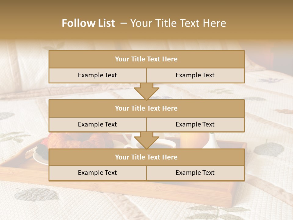 Tray With Breakfast On A Bed In A Hotel Room PowerPoint Template