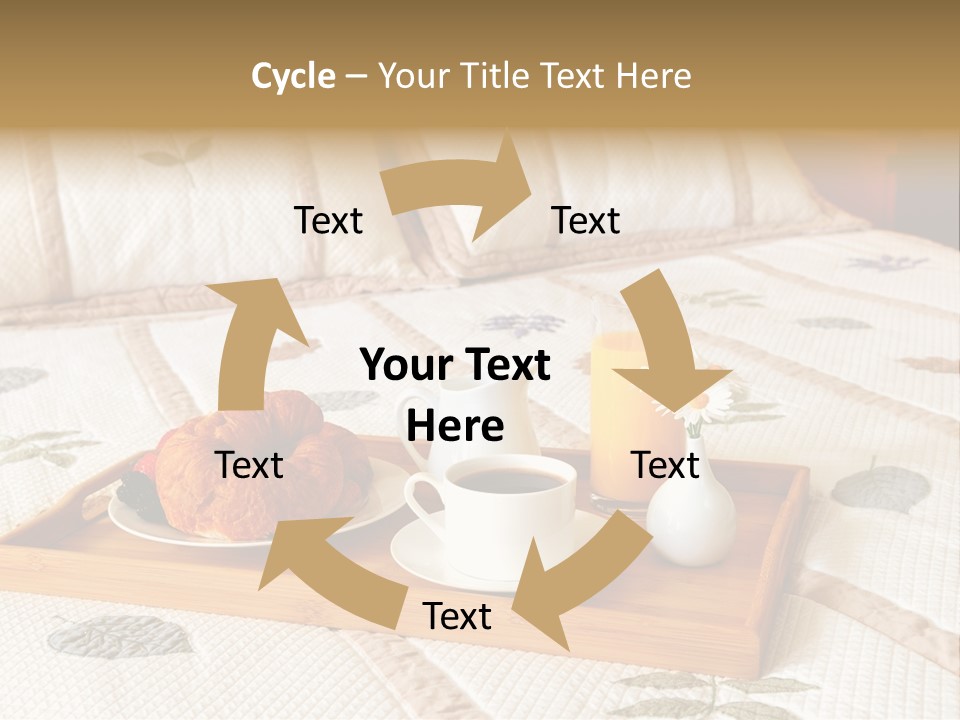 Tray With Breakfast On A Bed In A Hotel Room PowerPoint Template