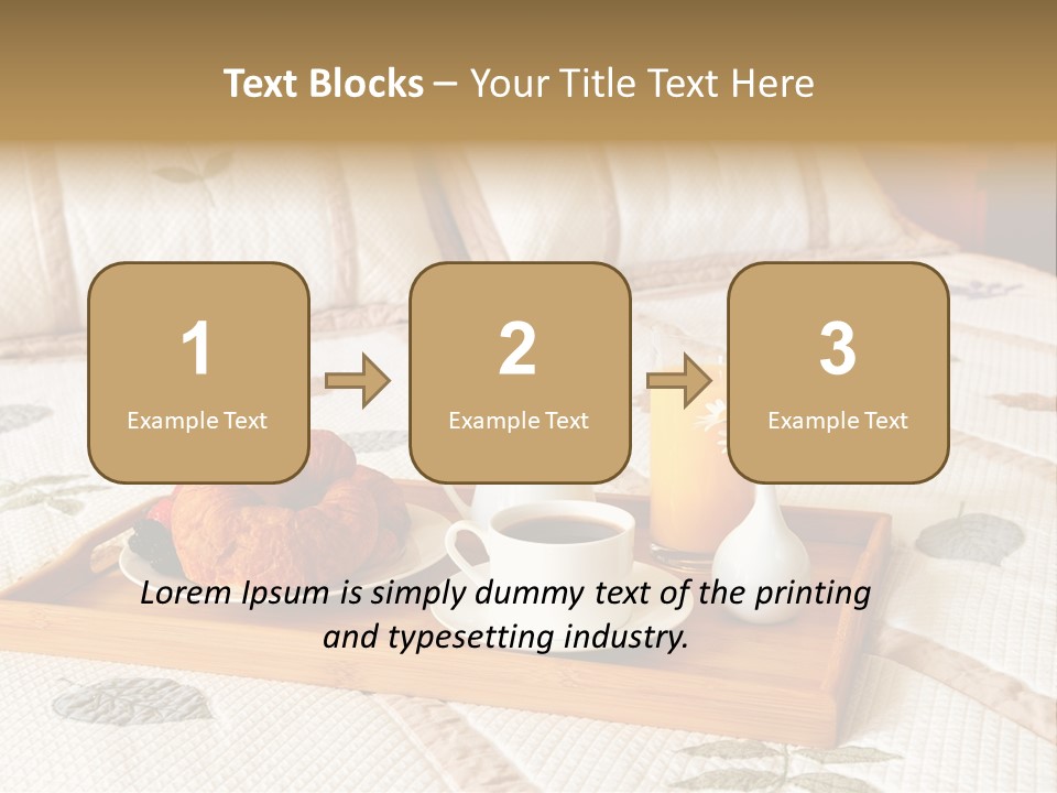 Tray With Breakfast On A Bed In A Hotel Room PowerPoint Template