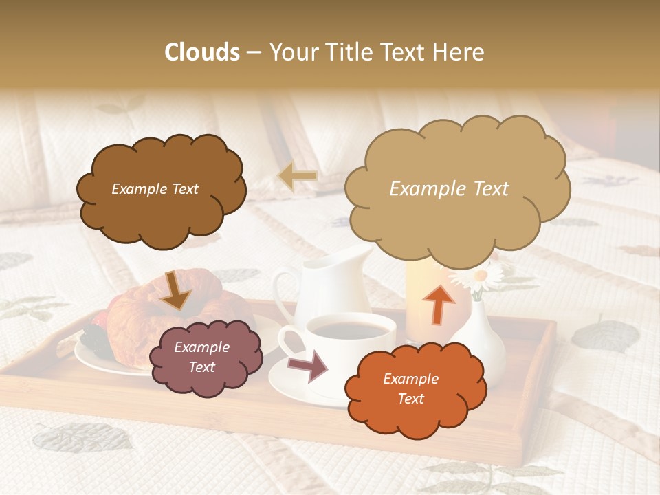 Tray With Breakfast On A Bed In A Hotel Room PowerPoint Template