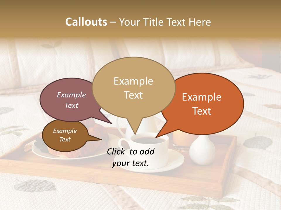 Tray With Breakfast On A Bed In A Hotel Room PowerPoint Template