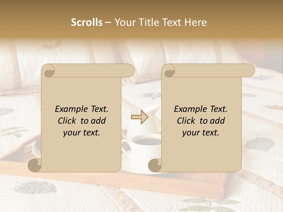 Tray With Breakfast On A Bed In A Hotel Room PowerPoint Template