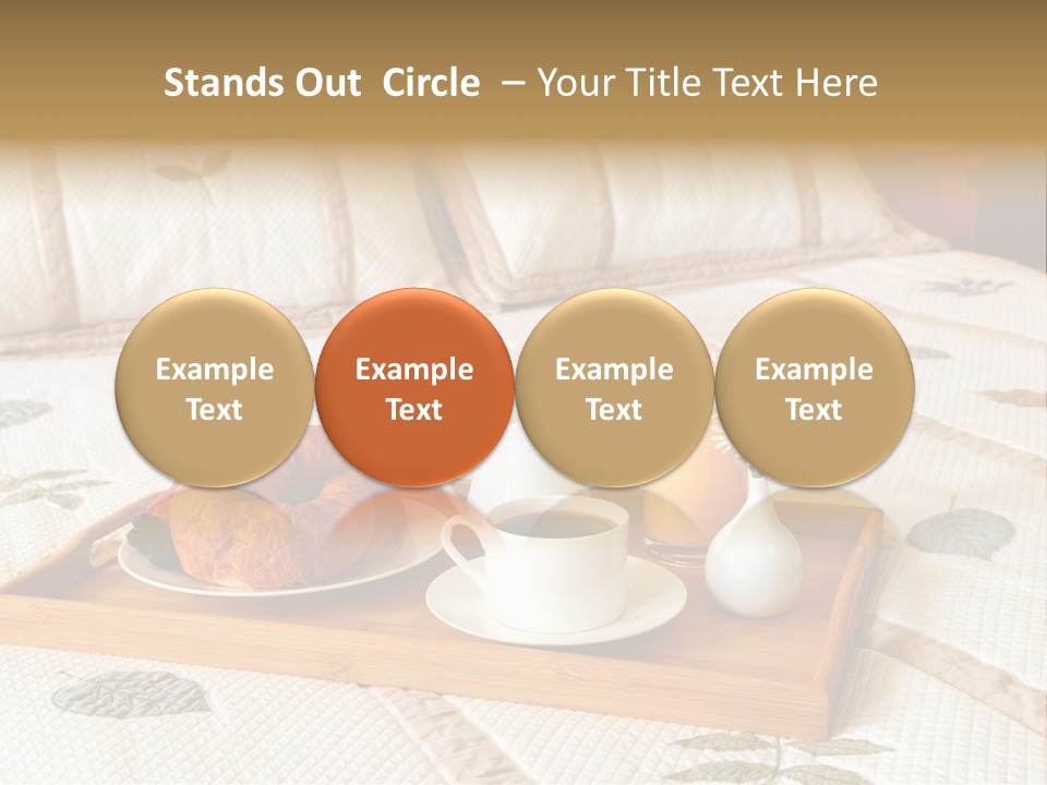 Tray With Breakfast On A Bed In A Hotel Room PowerPoint Template
