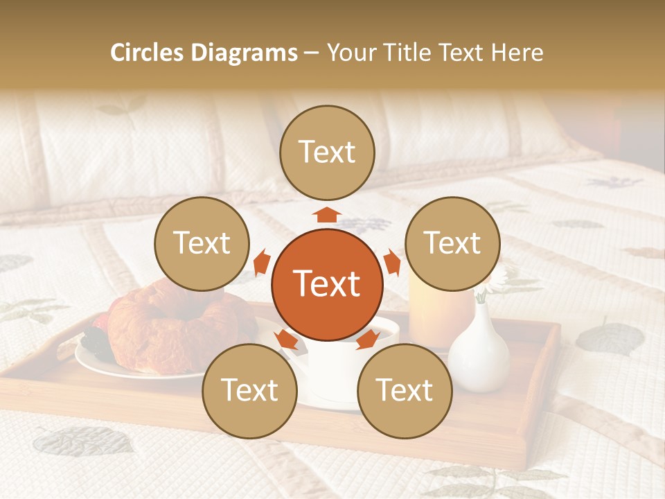 Tray With Breakfast On A Bed In A Hotel Room PowerPoint Template