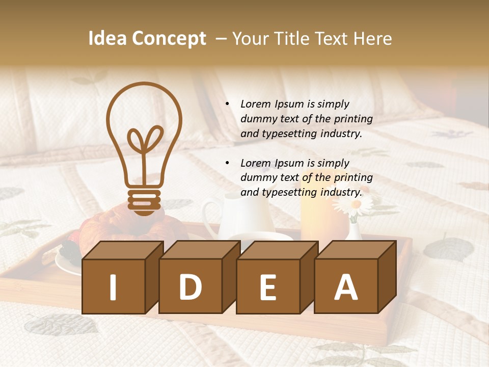 Tray With Breakfast On A Bed In A Hotel Room PowerPoint Template
