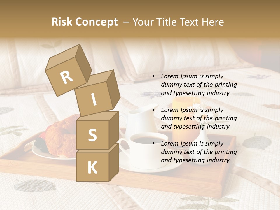 Tray With Breakfast On A Bed In A Hotel Room PowerPoint Template