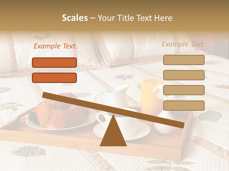 Tray With Breakfast On A Bed In A Hotel Room PowerPoint Template