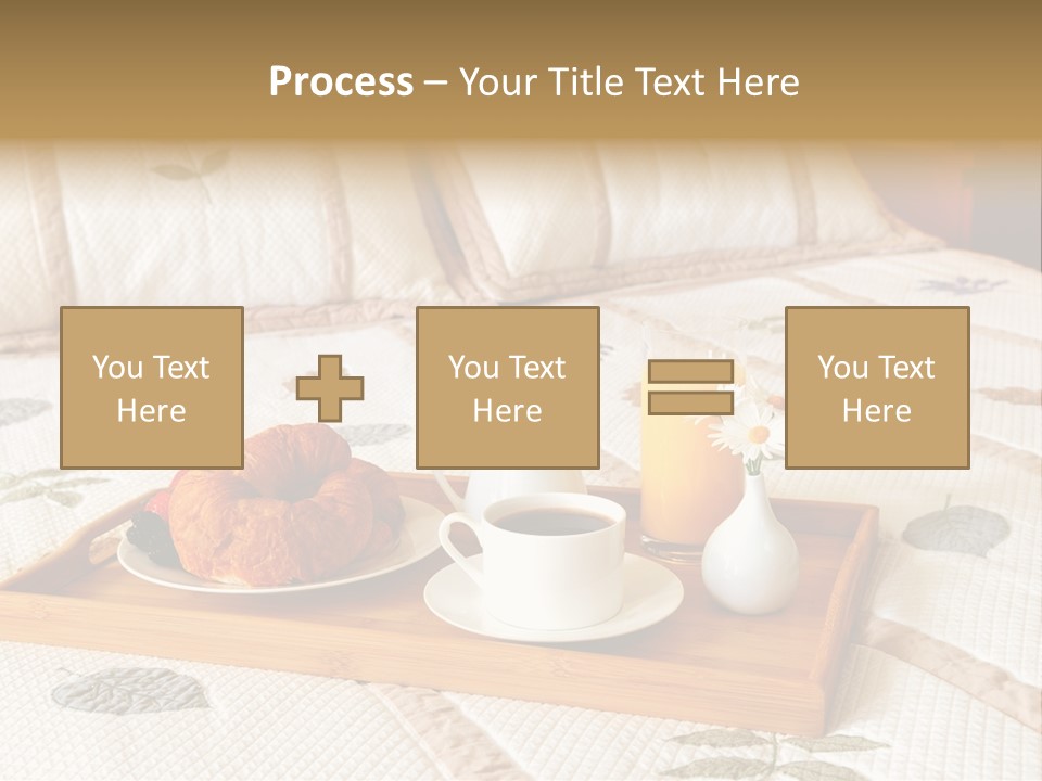 Tray With Breakfast On A Bed In A Hotel Room PowerPoint Template