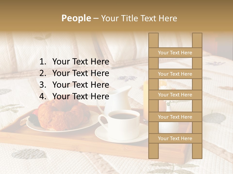 Tray With Breakfast On A Bed In A Hotel Room PowerPoint Template