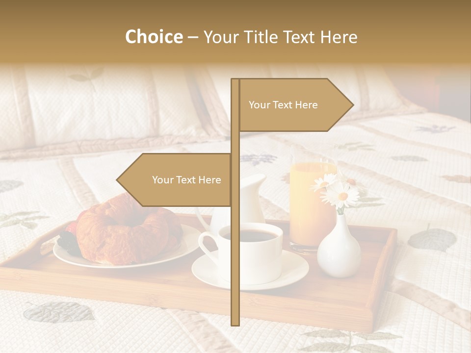 Tray With Breakfast On A Bed In A Hotel Room PowerPoint Template