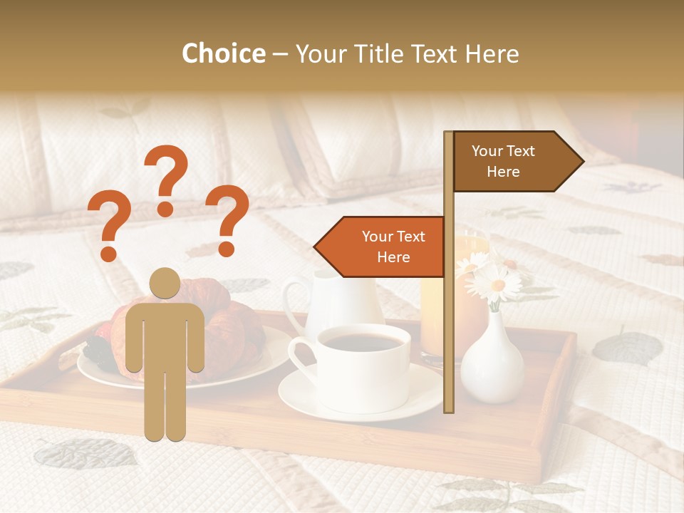 Tray With Breakfast On A Bed In A Hotel Room PowerPoint Template