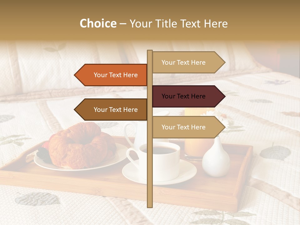 Tray With Breakfast On A Bed In A Hotel Room PowerPoint Template