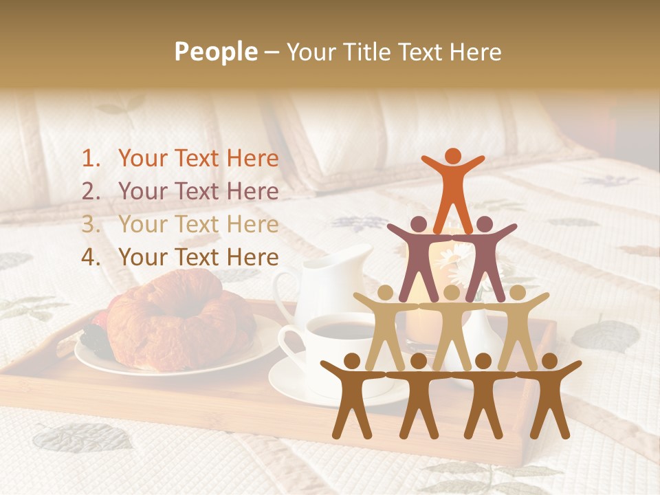 Tray With Breakfast On A Bed In A Hotel Room PowerPoint Template