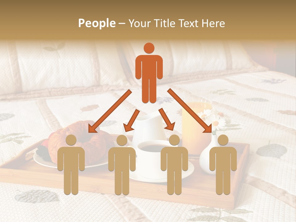 Tray With Breakfast On A Bed In A Hotel Room PowerPoint Template