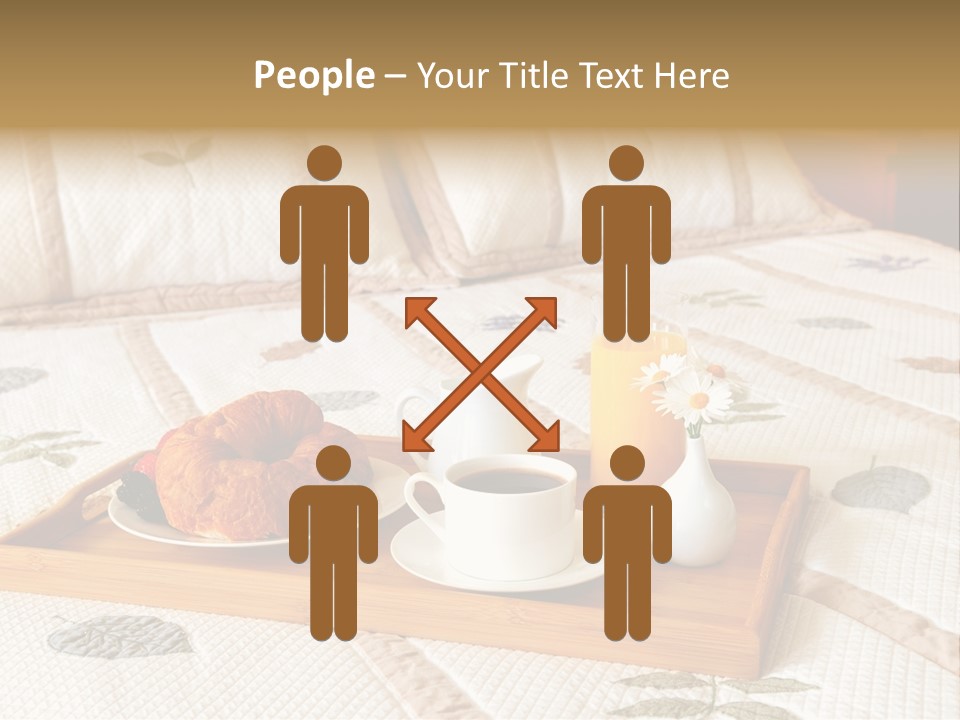 Tray With Breakfast On A Bed In A Hotel Room PowerPoint Template