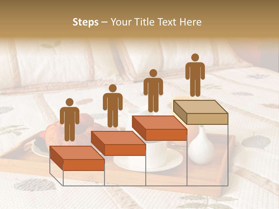 Tray With Breakfast On A Bed In A Hotel Room PowerPoint Template