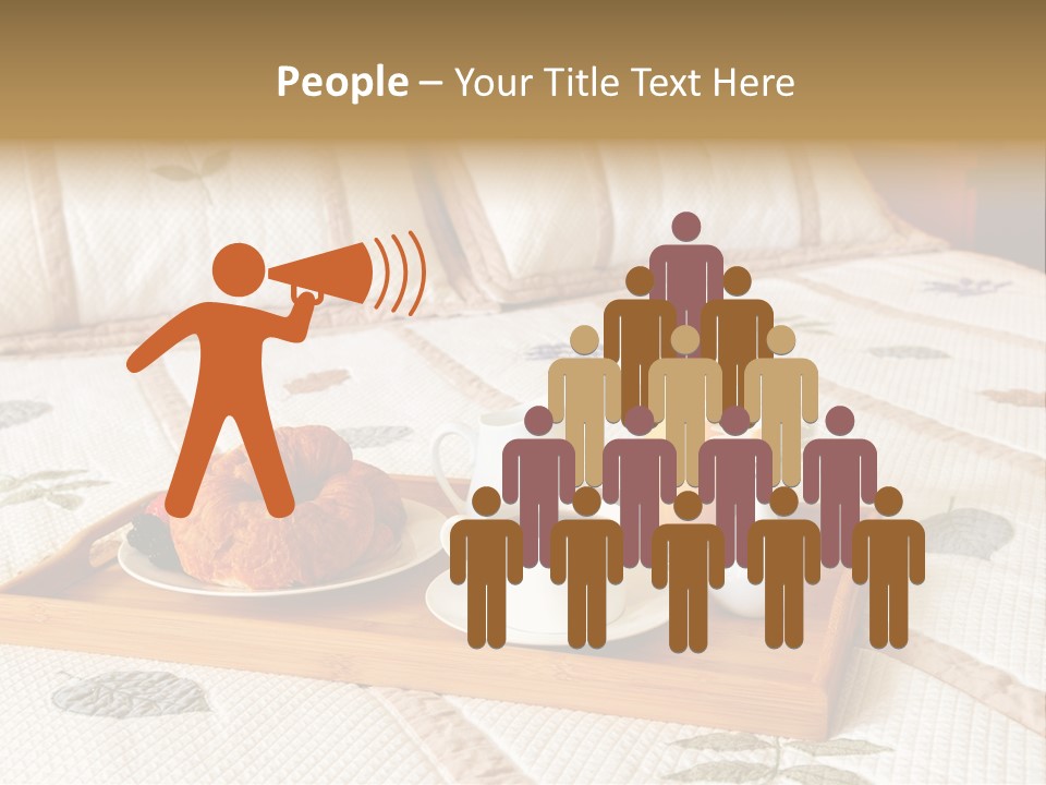 Tray With Breakfast On A Bed In A Hotel Room PowerPoint Template