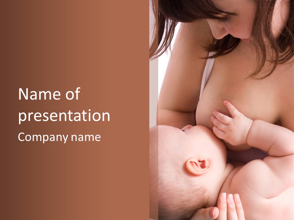 Breastfeeding. Mother Feeding Six Month Baby. PowerPoint Template