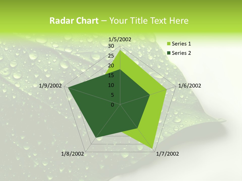 Fresh Water Drops On Green Plant Leaf PowerPoint Template