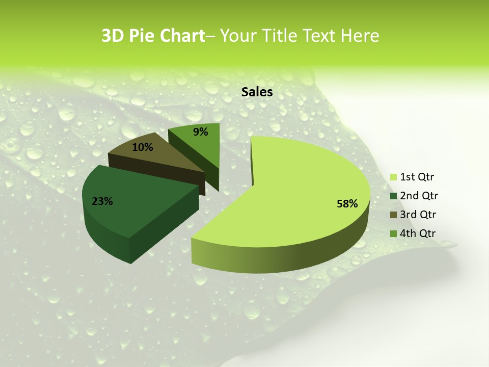 Fresh Water Drops On Green Plant Leaf PowerPoint Template