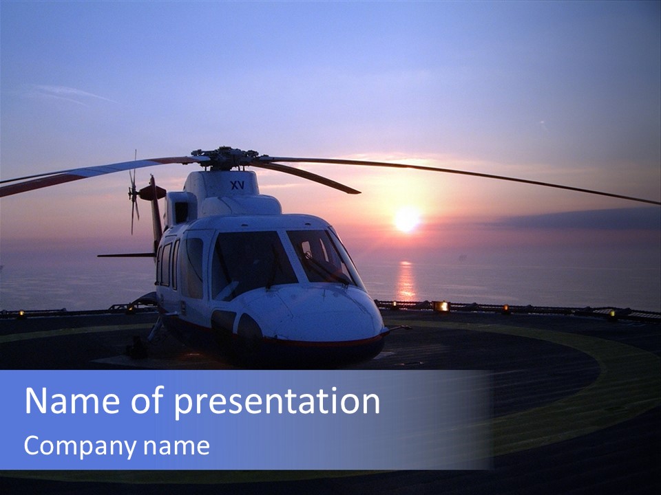 Helicopter Chopper Aircraft Plane Flight Helipad Helideck PowerPoint Template
