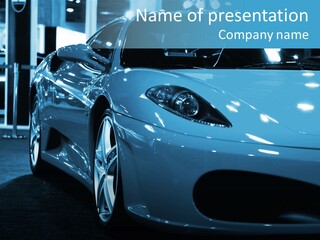 The Sportive Car In A Blue Tone PowerPoint Template