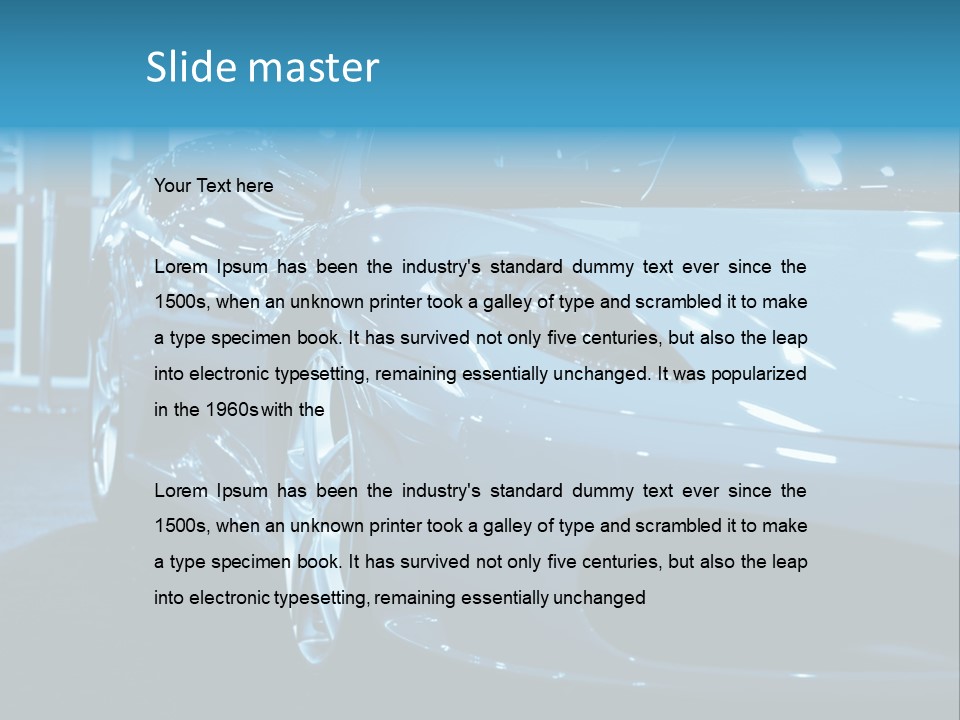 The Sportive Car In A Blue Tone PowerPoint Template