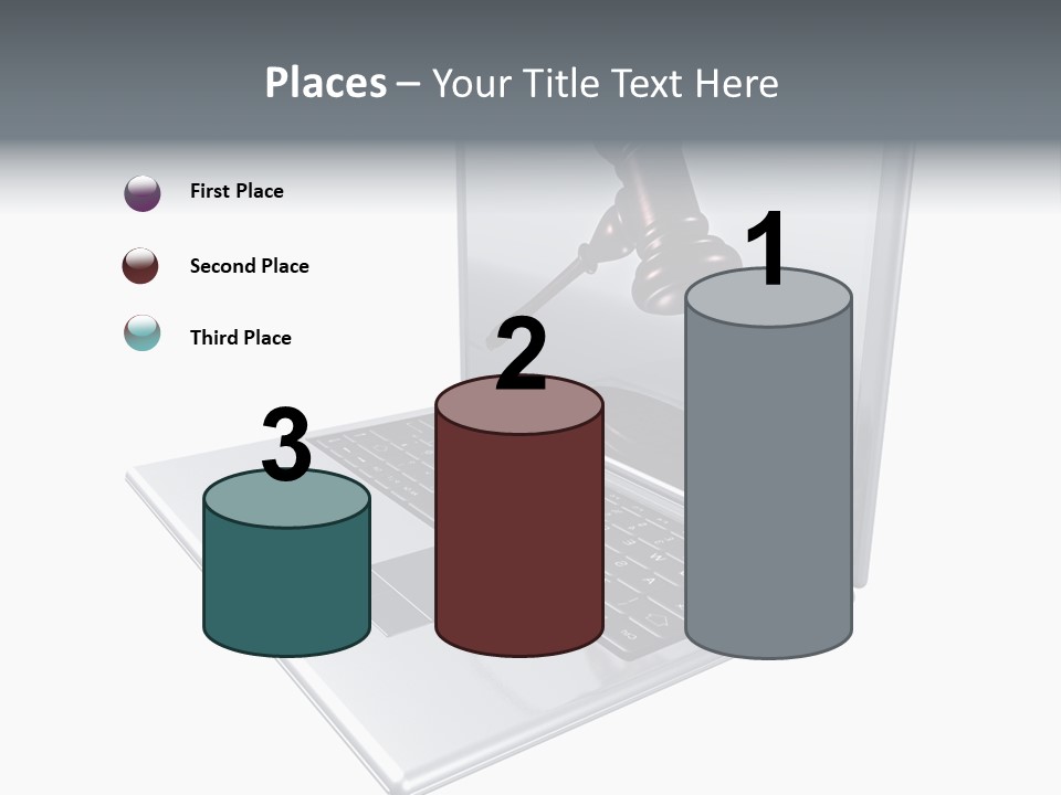 A Laptop With A Gavel On The Screen Representing Internet Auctions PowerPoint Template
