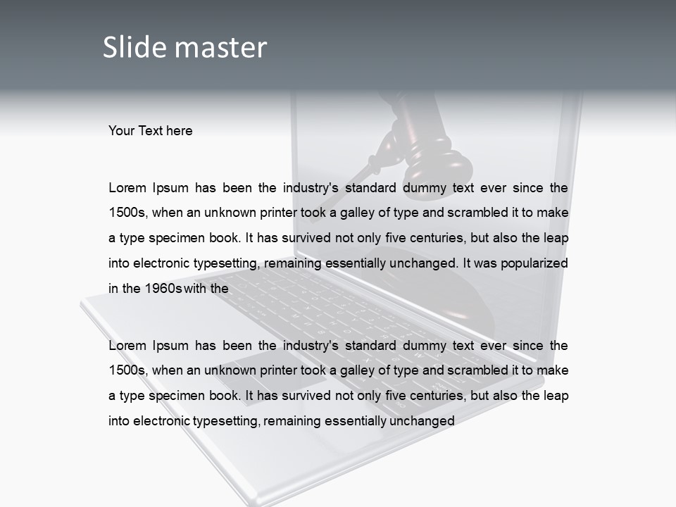 A Laptop With A Gavel On The Screen Representing Internet Auctions PowerPoint Template