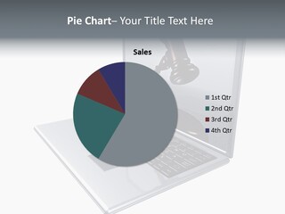 A Laptop With A Gavel On The Screen Representing Internet Auctions PowerPoint Template