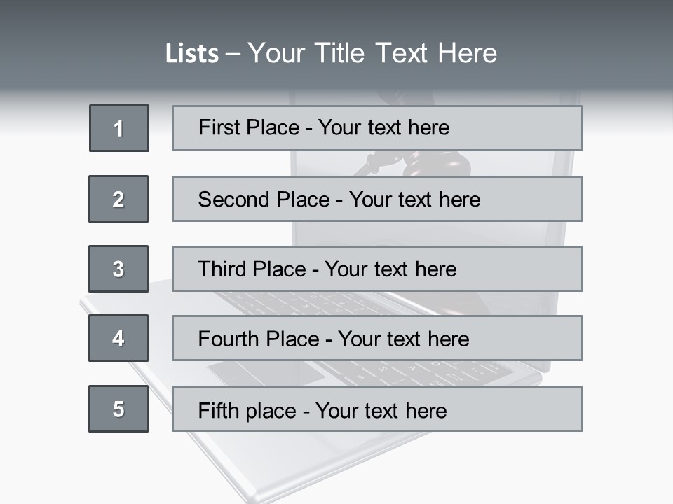 A Laptop With A Gavel On The Screen Representing Internet Auctions PowerPoint Template