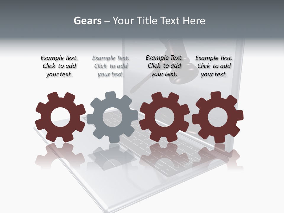 A Laptop With A Gavel On The Screen Representing Internet Auctions PowerPoint Template