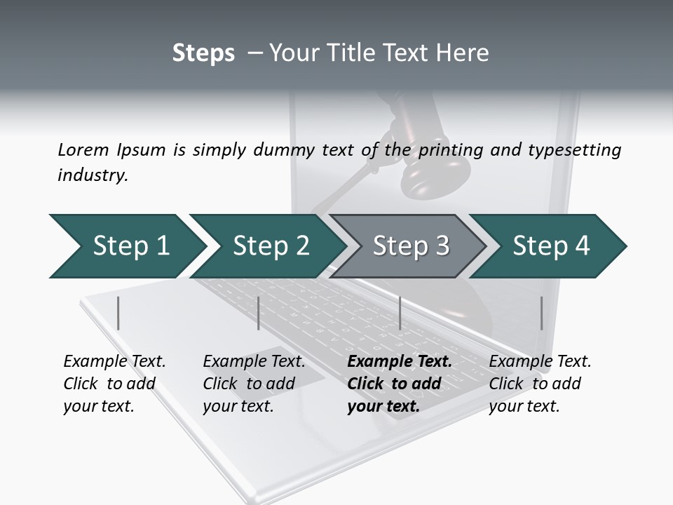 A Laptop With A Gavel On The Screen Representing Internet Auctions PowerPoint Template