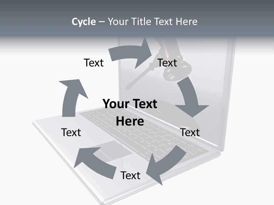 A Laptop With A Gavel On The Screen Representing Internet Auctions PowerPoint Template