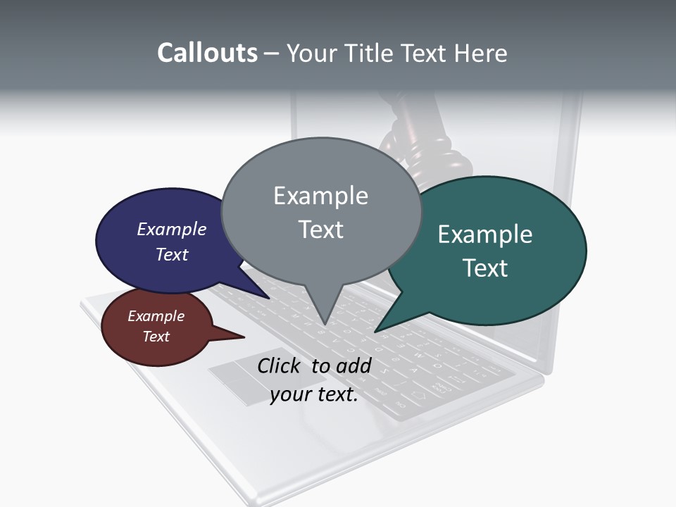 A Laptop With A Gavel On The Screen Representing Internet Auctions PowerPoint Template