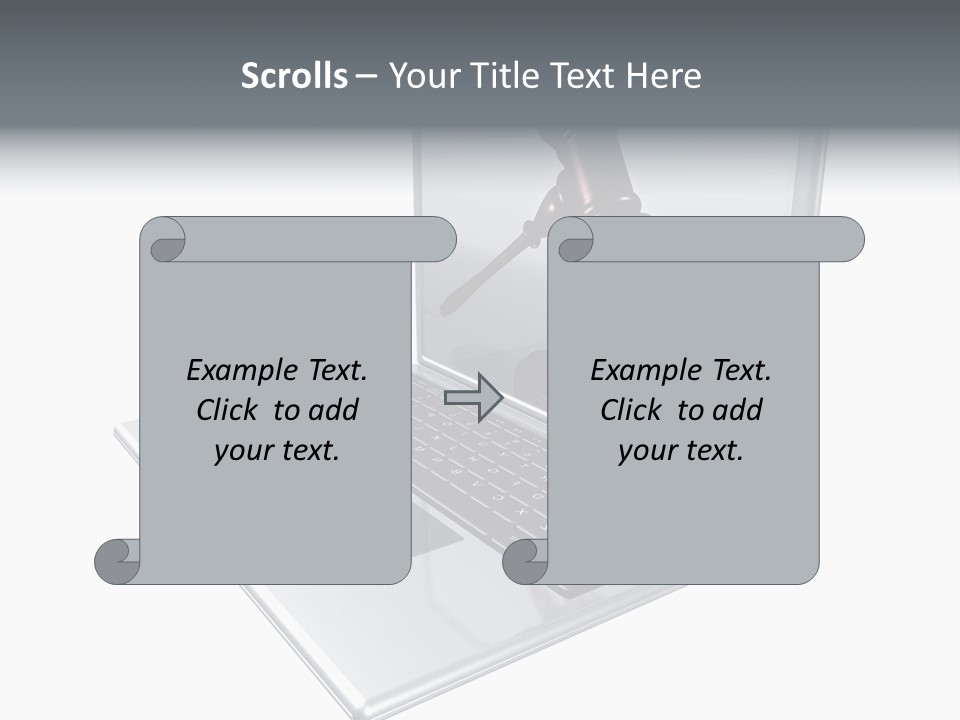 A Laptop With A Gavel On The Screen Representing Internet Auctions PowerPoint Template
