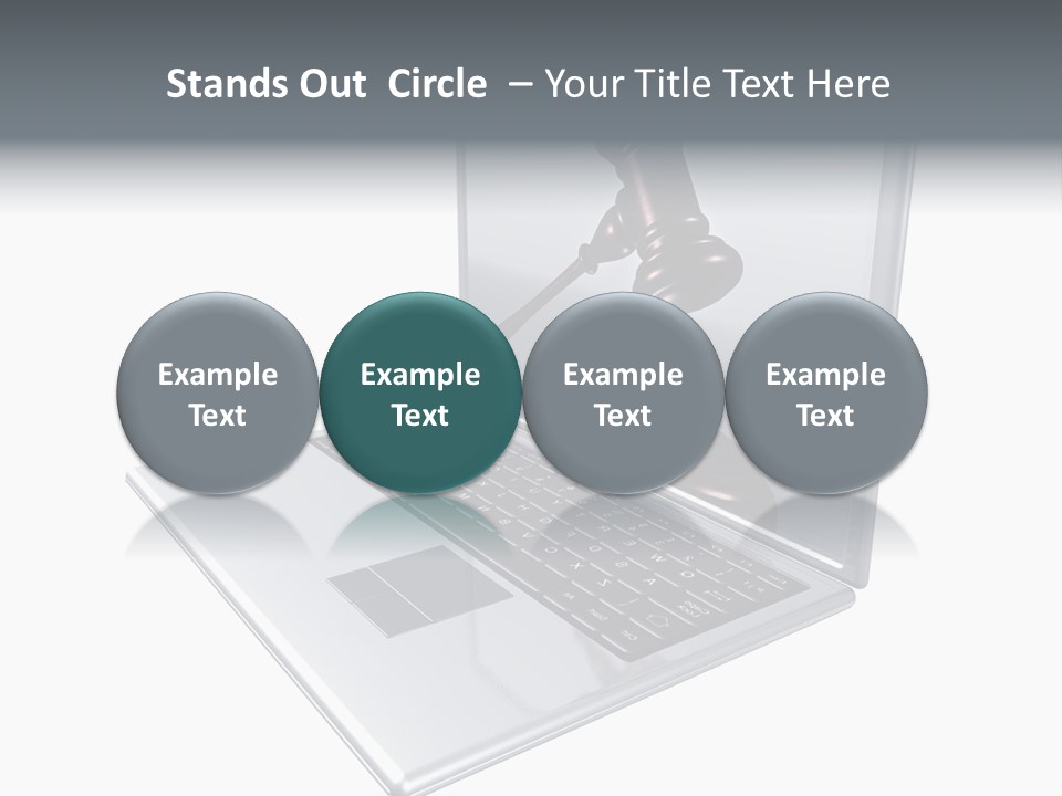 A Laptop With A Gavel On The Screen Representing Internet Auctions PowerPoint Template