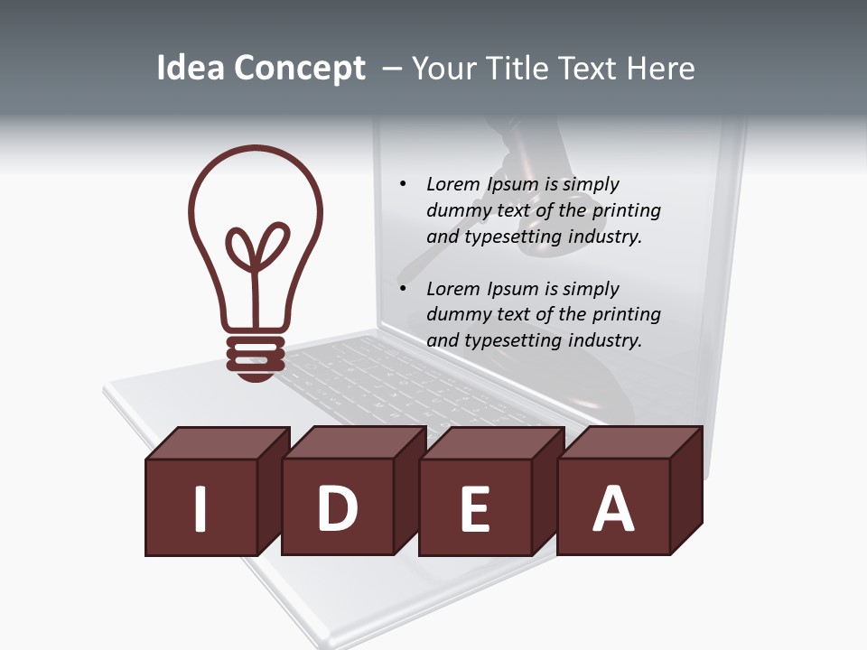 A Laptop With A Gavel On The Screen Representing Internet Auctions PowerPoint Template