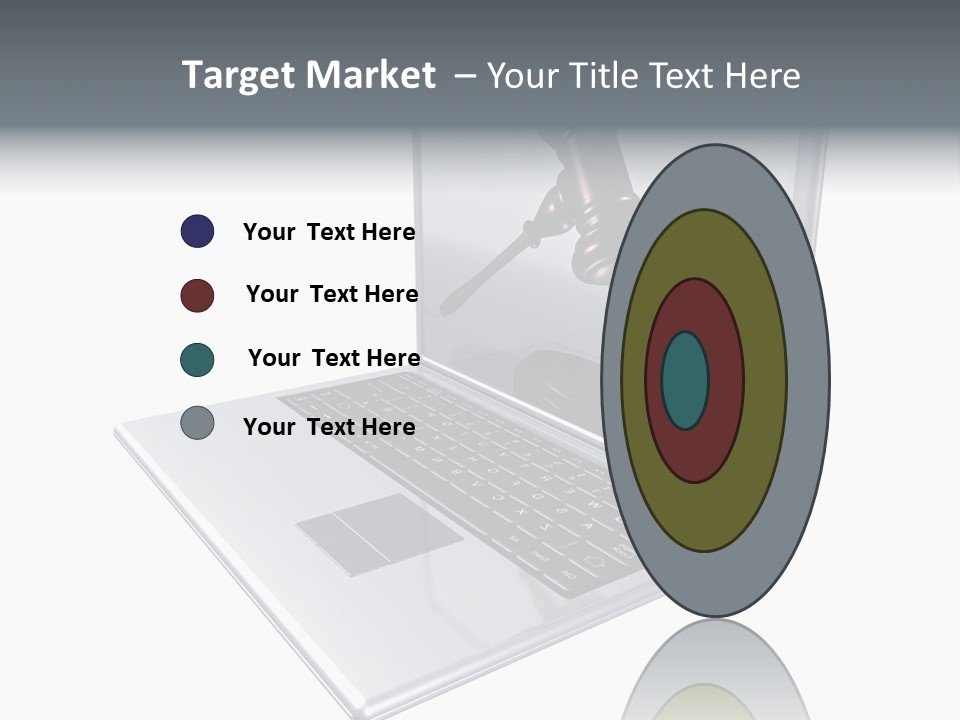 A Laptop With A Gavel On The Screen Representing Internet Auctions PowerPoint Template