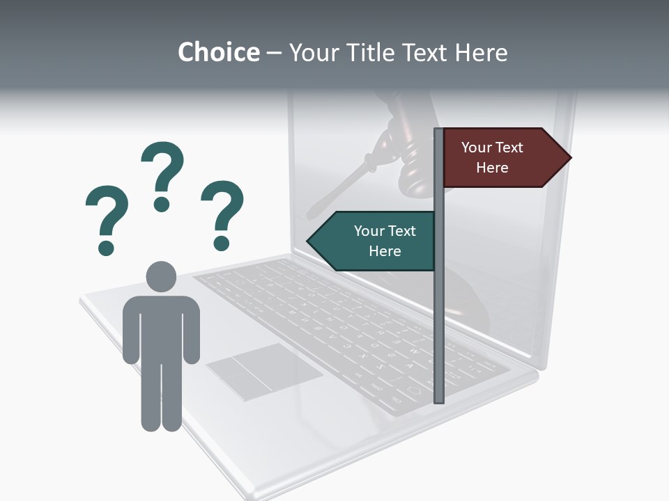 A Laptop With A Gavel On The Screen Representing Internet Auctions PowerPoint Template