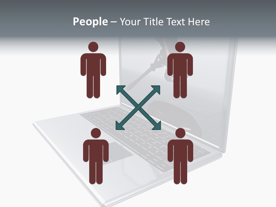 A Laptop With A Gavel On The Screen Representing Internet Auctions PowerPoint Template