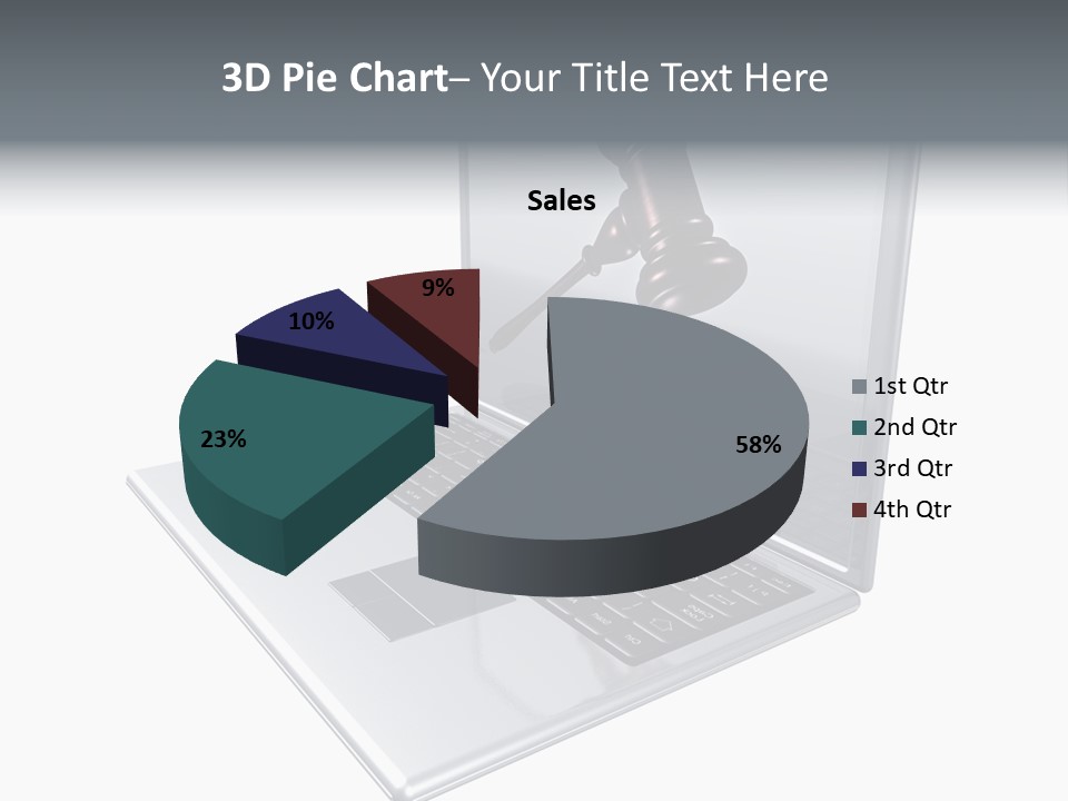 A Laptop With A Gavel On The Screen Representing Internet Auctions PowerPoint Template